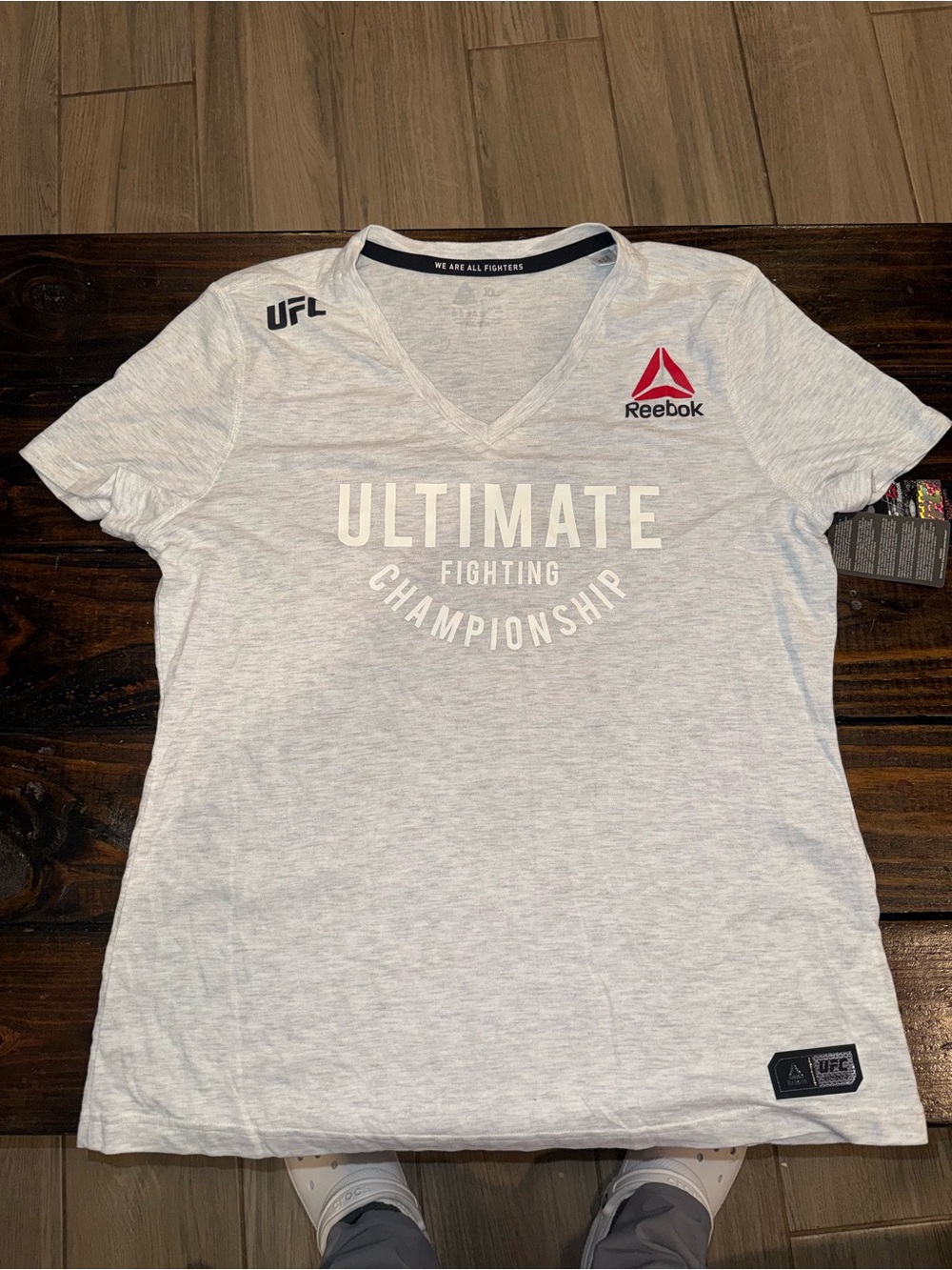 UFC Official Reebok grey v neck graphic t-shirt